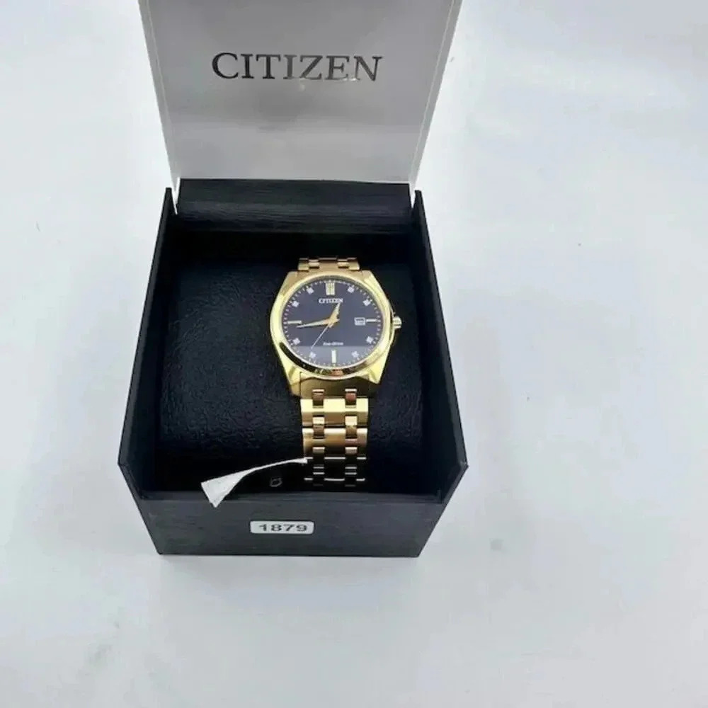 NEW Citizen Corso Eco-Drive Wrist Watch Gold Stainless Steel Blue Dial Mens - Picture 4 of 7